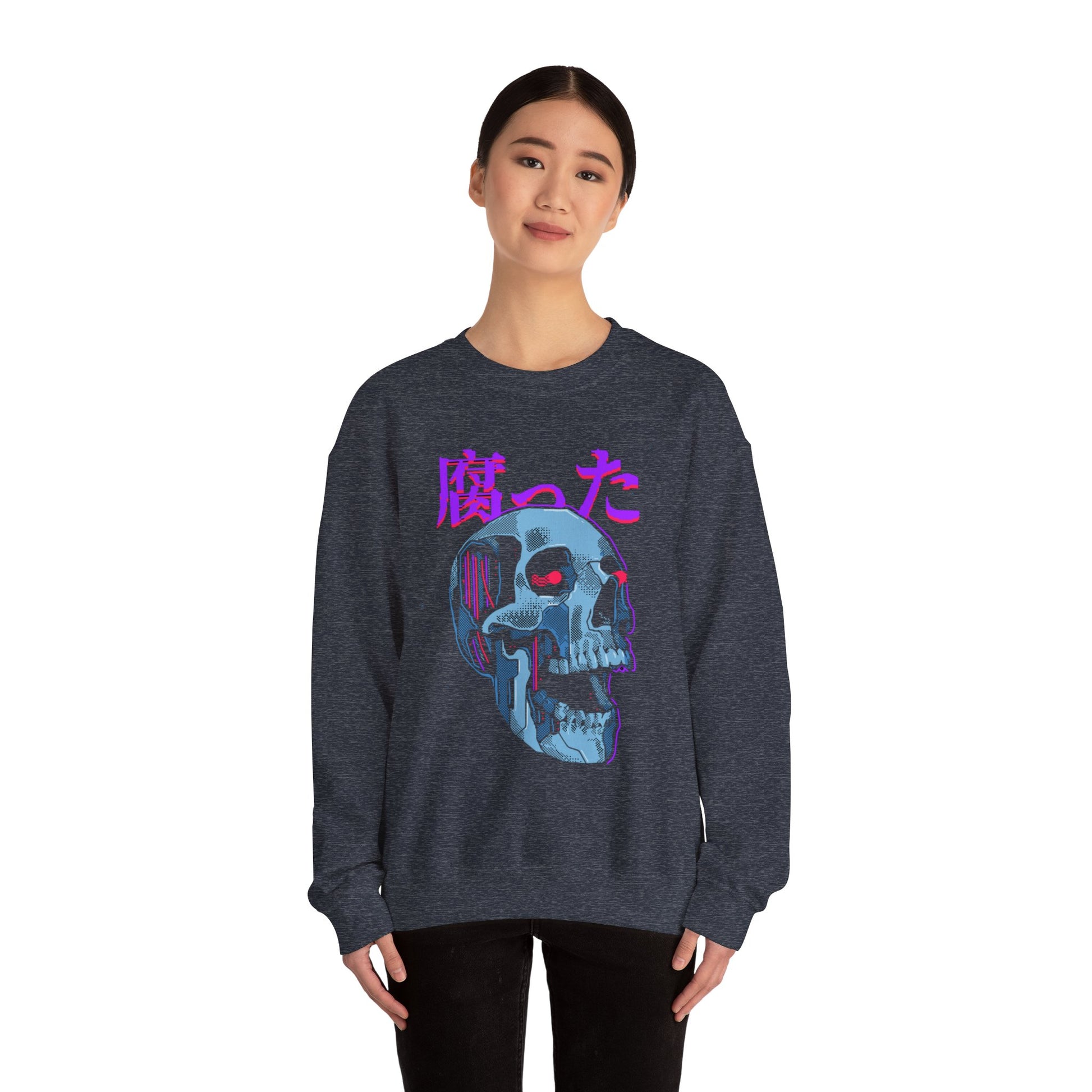 Cyberpunk Sweatshirt: Rotten Skull Design