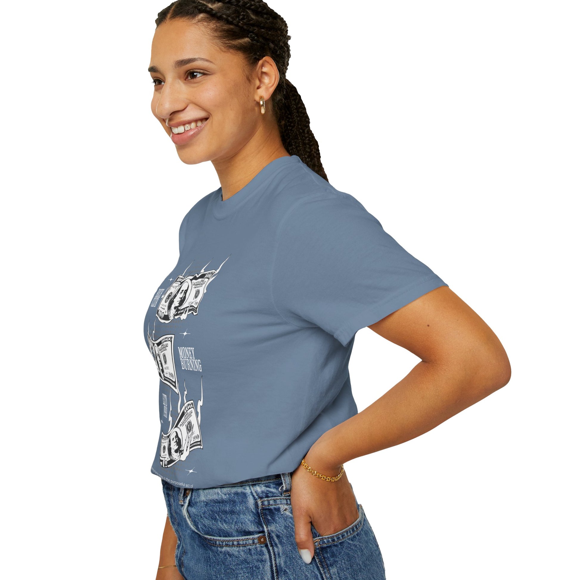 Rich Club Money Burning T-Shirt - Unisex Garment-Dyed Tee for Casual Style