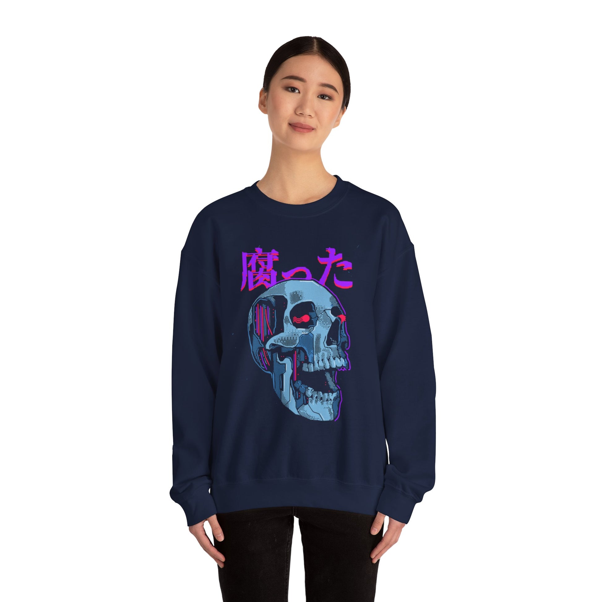 Cyberpunk Sweatshirt: Rotten Skull Design