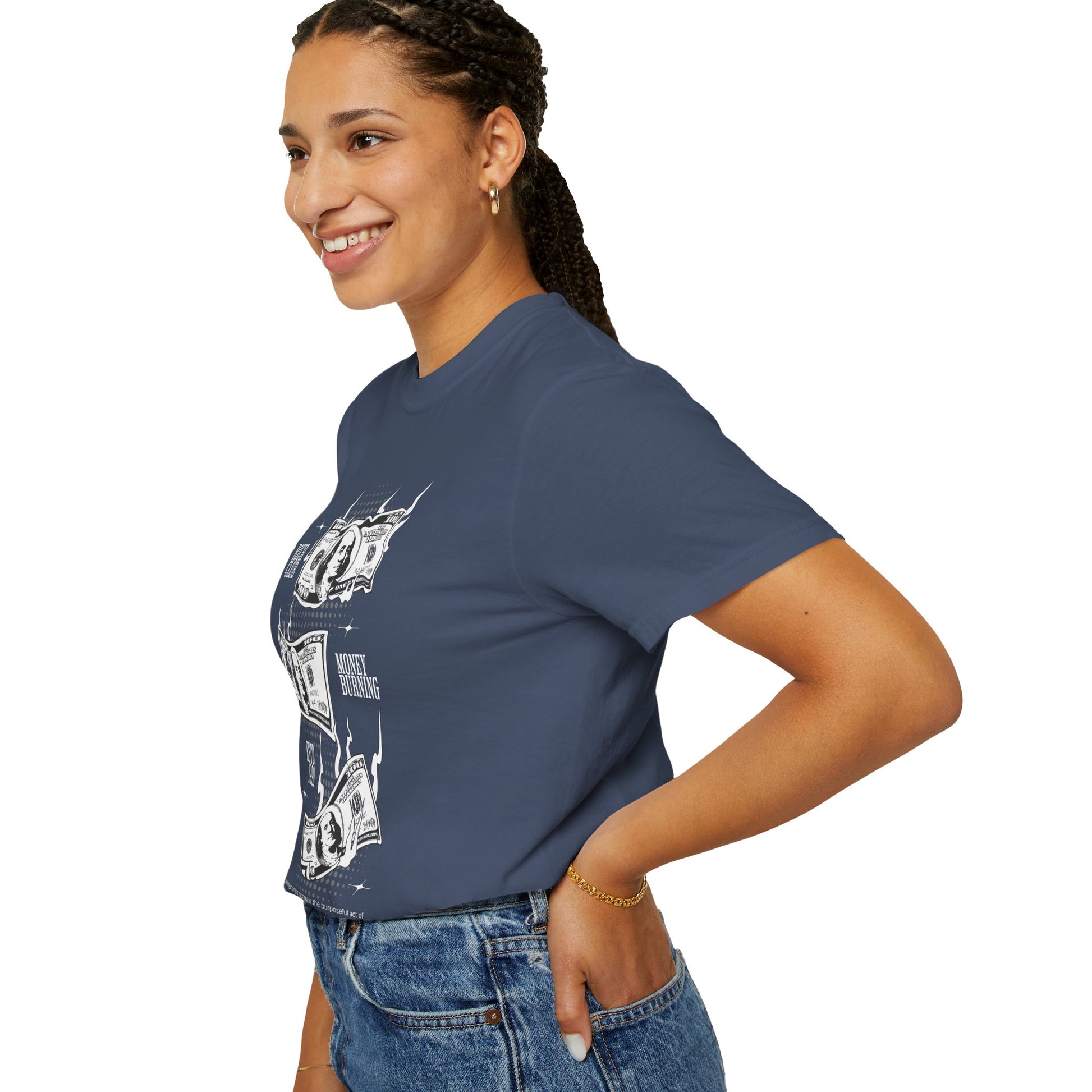 Rich Club Money Burning T-Shirt - Unisex Garment-Dyed Tee for Casual Style