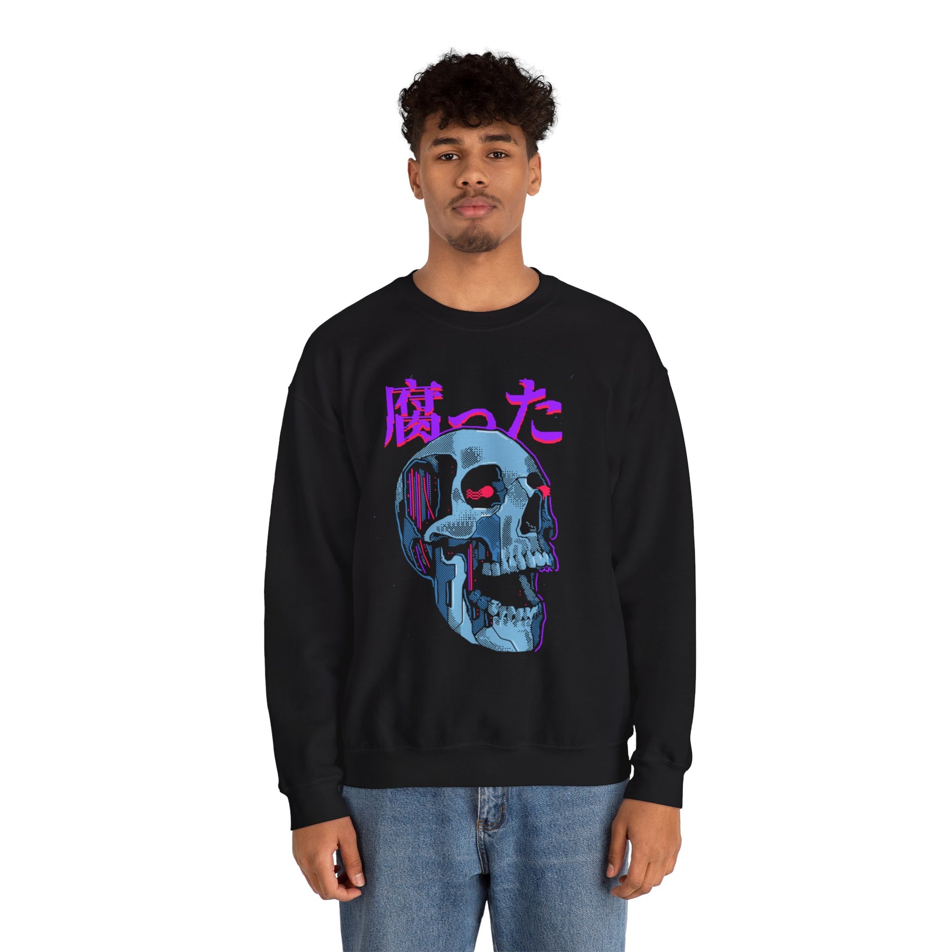 Cyberpunk Sweatshirt: Rotten Skull Design