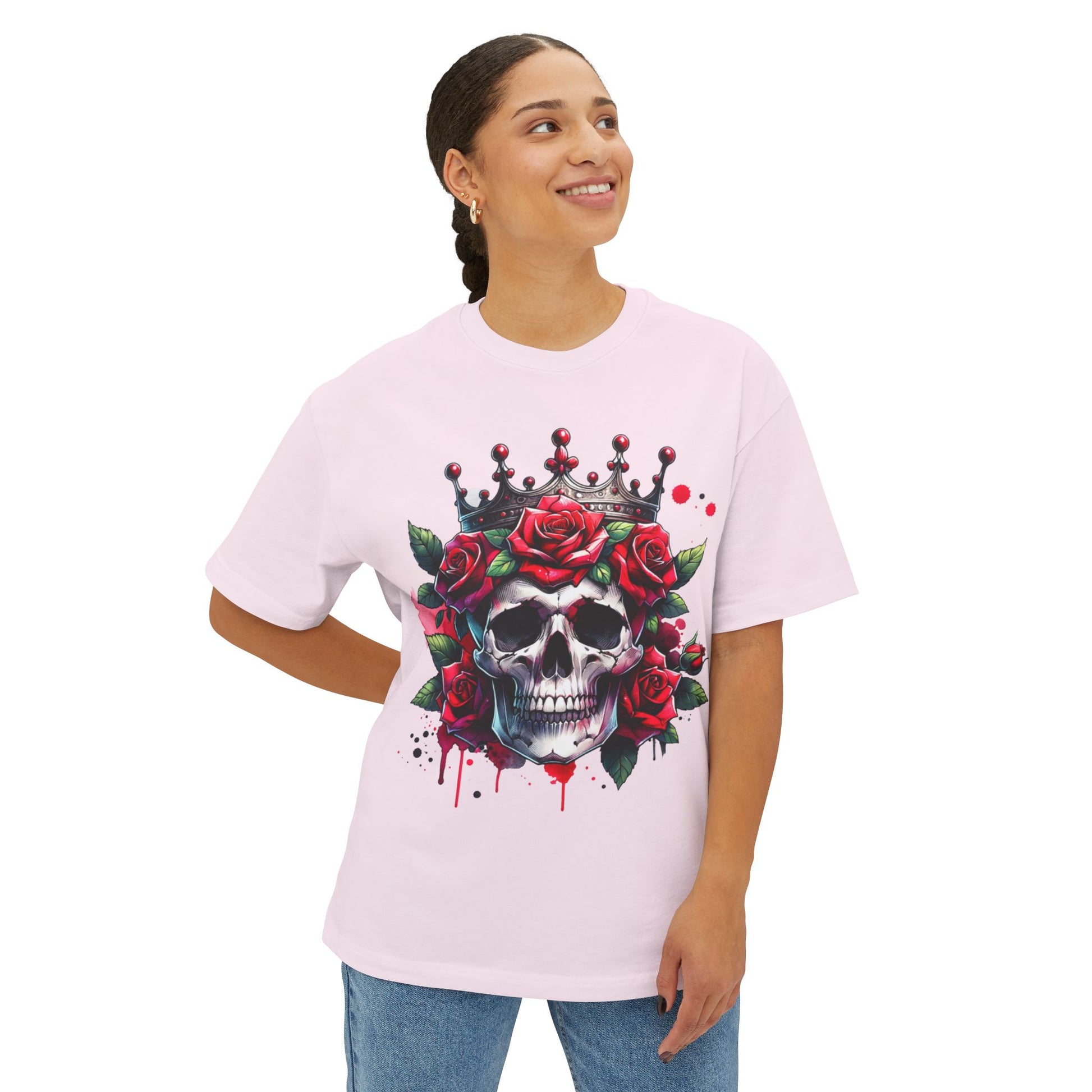 Skull Rose Crown Oversized Tee - Unisex Graphic T-Shirt for Casual Style