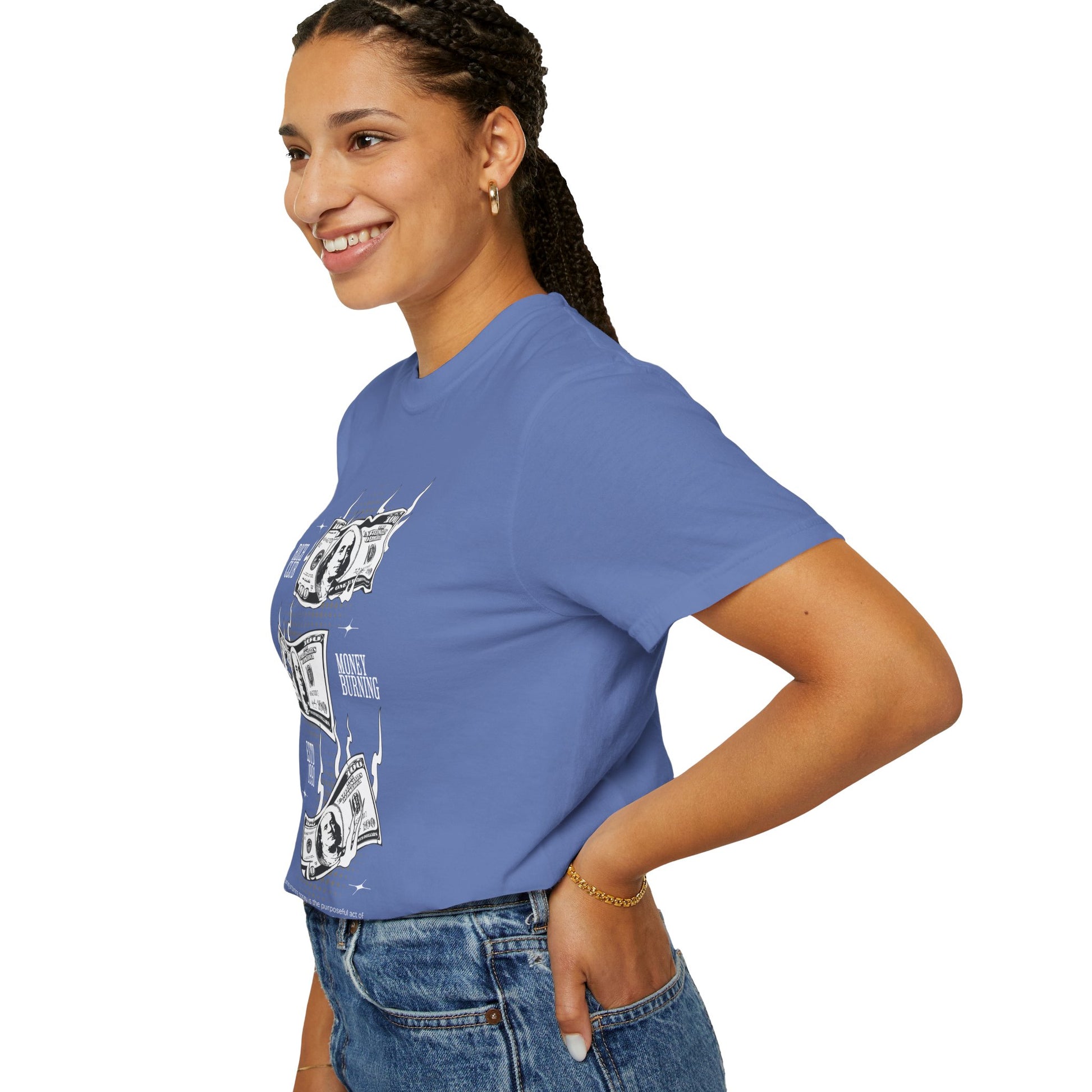 Rich Club Money Burning T-Shirt - Unisex Garment-Dyed Tee for Casual Style