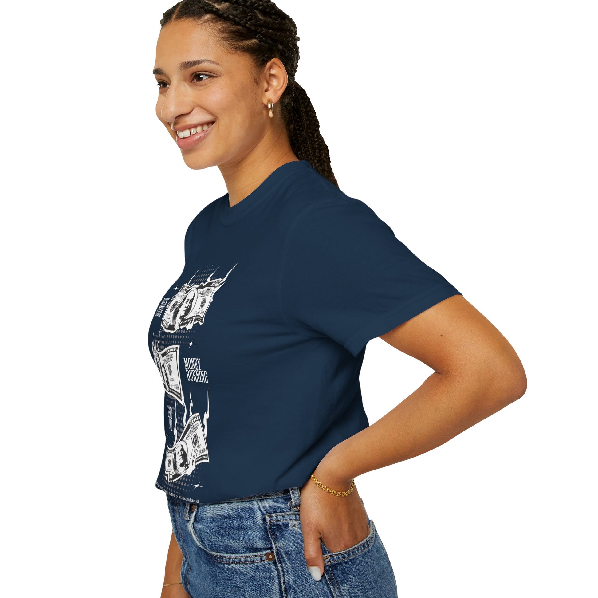 Rich Club Money Burning T-Shirt - Unisex Garment-Dyed Tee for Casual Style