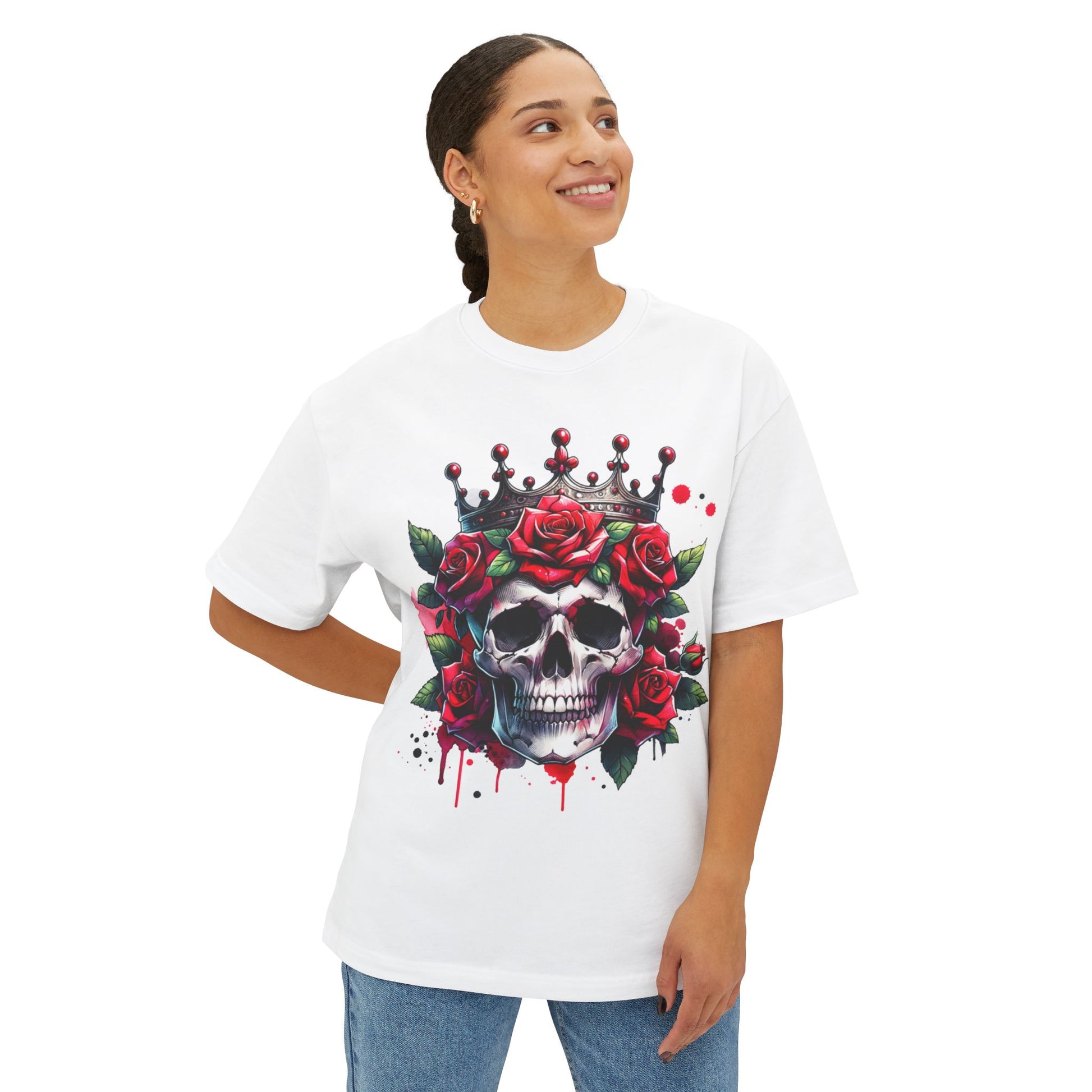 Skull Rose Crown Oversized Tee - Unisex Graphic T-Shirt for Casual Style
