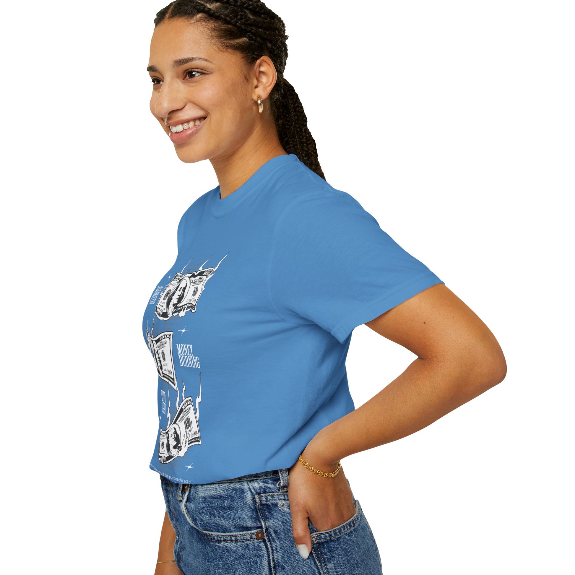 Rich Club Money Burning T-Shirt - Unisex Garment-Dyed Tee for Casual Style